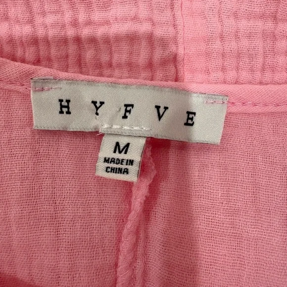 Pink Oversized Gauze Mini Dress with Long Sleeves Size M - Picture 2 of 5